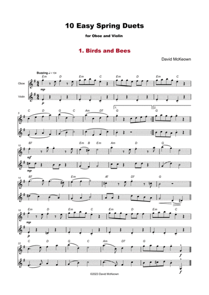 10 Easy Spring Duets for Oboe and Violin