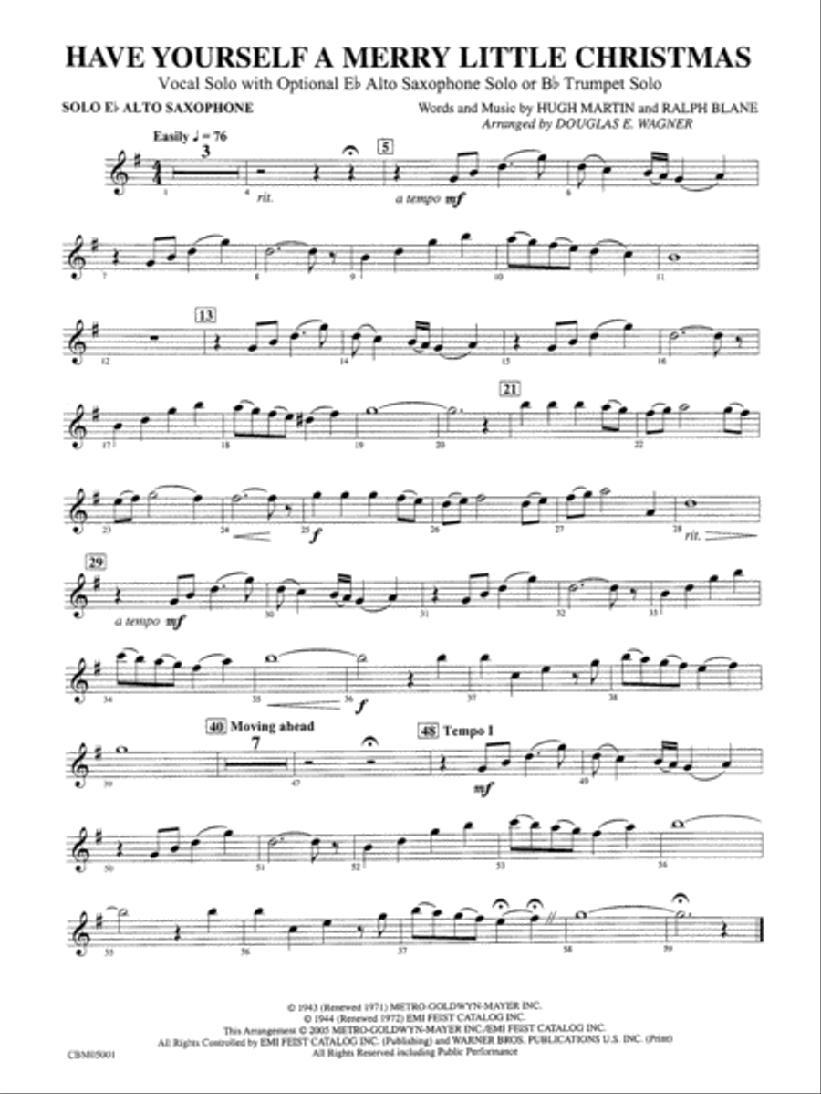 Have Yourself a Merry Little Christmas (Vocal Solo with Opt. E-Flat Alto Saxophone Solo or B-Flat Trumpet Solo): Optional Solo Alto Saxophone Concert Band scores gallery preview page 1