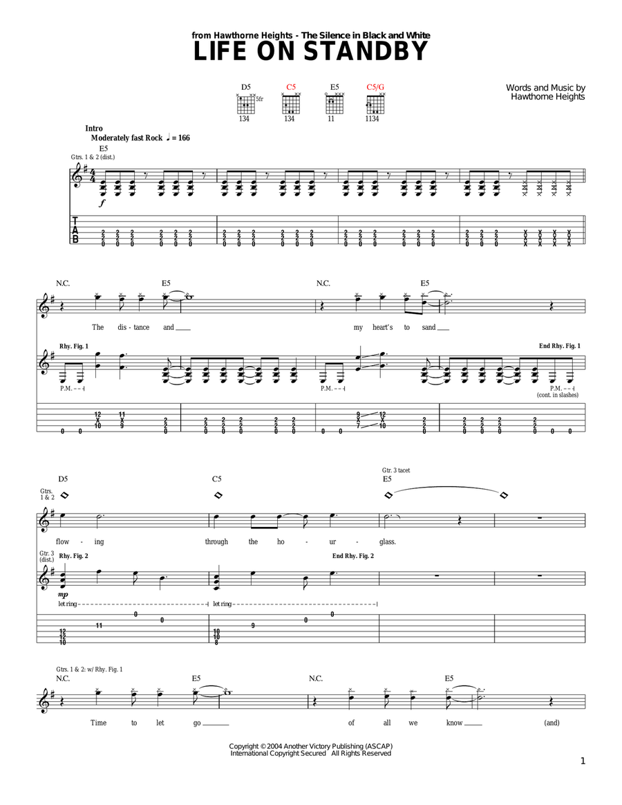 Life On Standby Life On Standby Acoustic Guitar scores gallery preview page 1