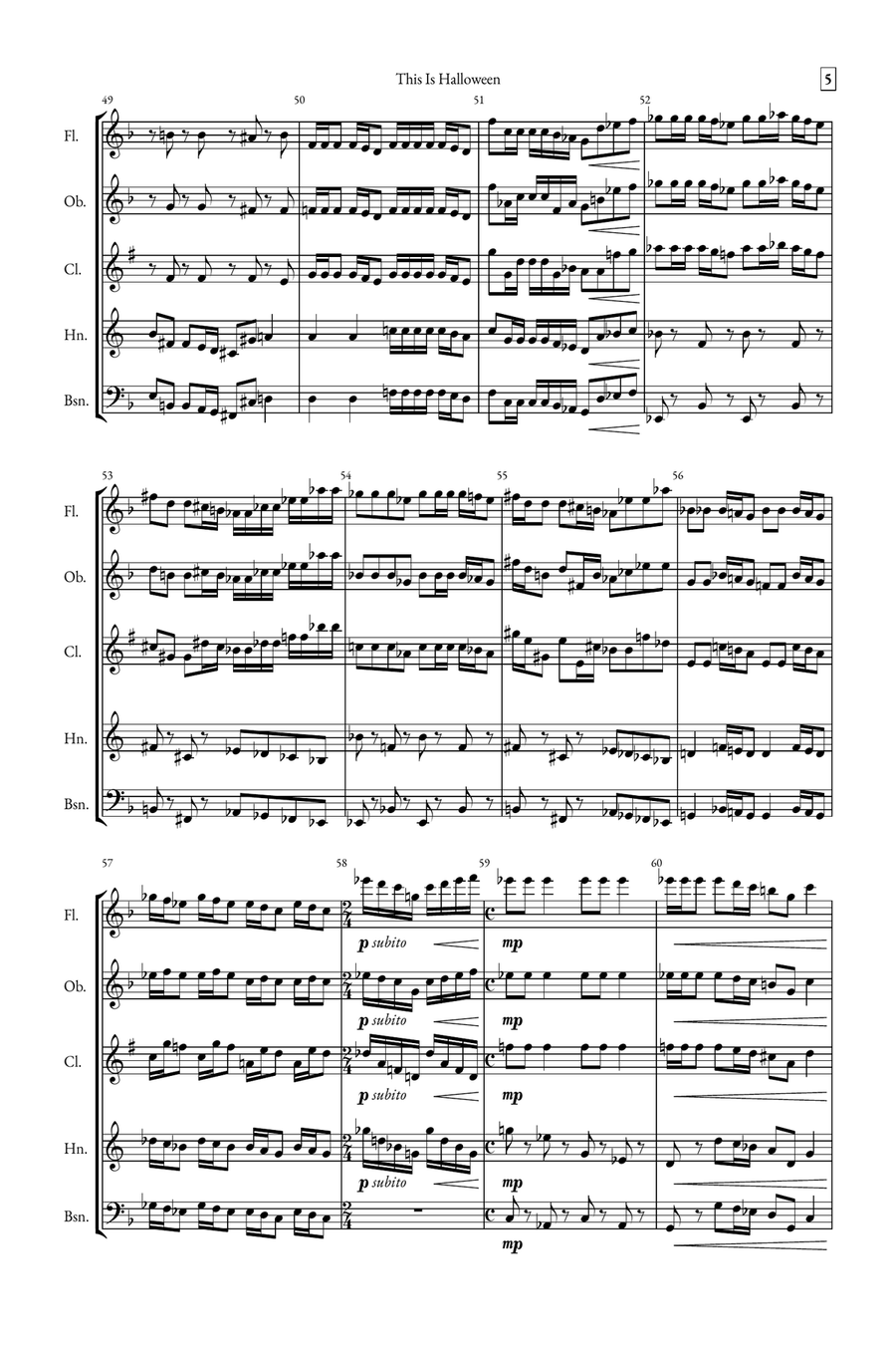 This Is Halloween Woodwind Quintet scores gallery preview page 5