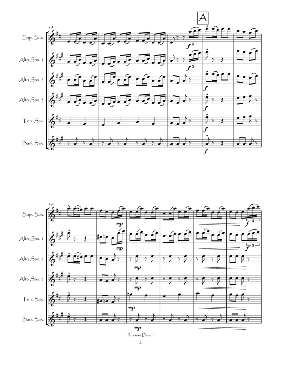 Russian Dance from the Nutcracker Suite for Saxophone Choir Woodwind Ensemble scores gallery preview page 4
