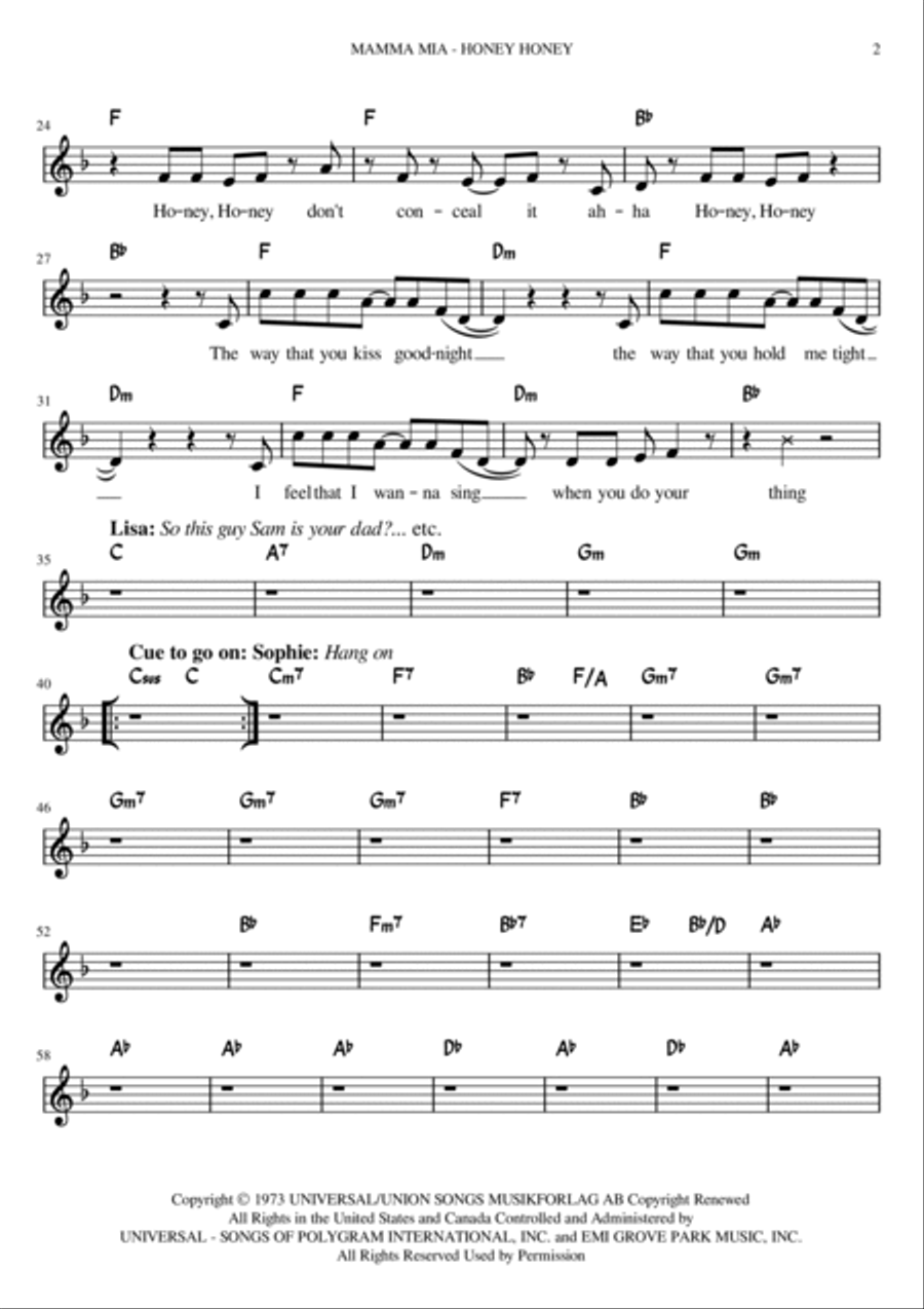 Honey, Honey Honey, Honey Piano Solo scores gallery preview page 2