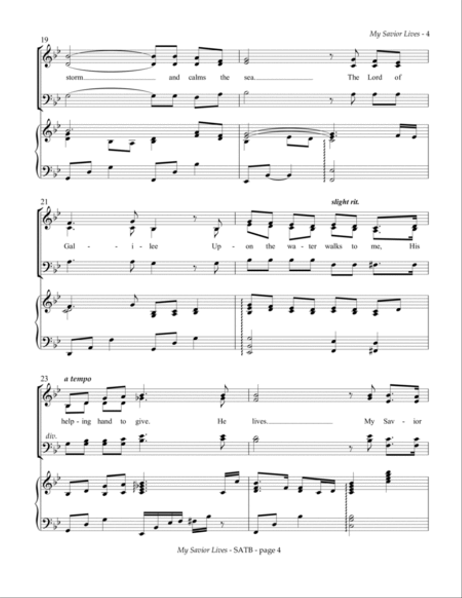 My Savior Lives for SATB CHOIR (EASTER) 4-Part scores gallery preview page 5