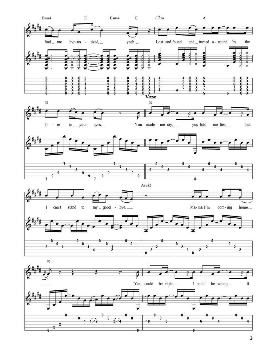 Mama, I'm Coming Home Acoustic Guitar scores gallery preview page 3
