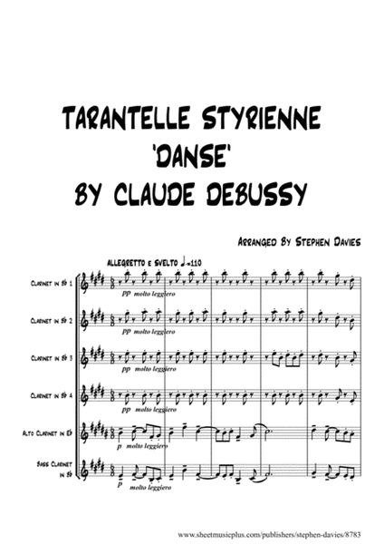 Tarantelle Styrienne 'Dance' by Claude Debussy for Clarinet Sextet. image number null