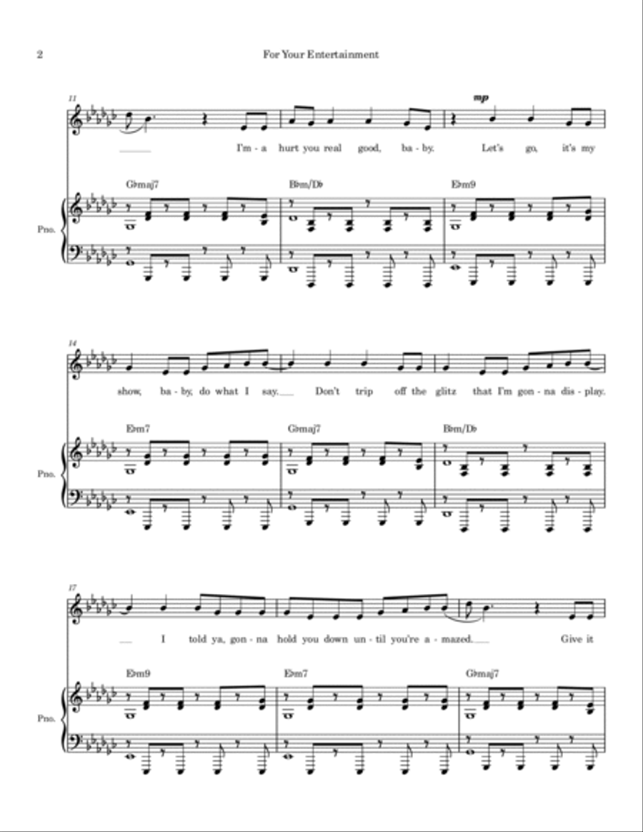 For Your Entertainment Piano, Vocal, Guitar scores gallery preview page 2
