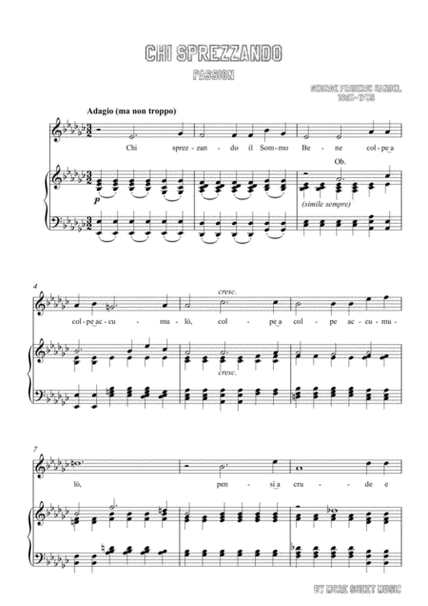Handel-Chi sprezzando in e flat minor,for Voice and Piano image number null