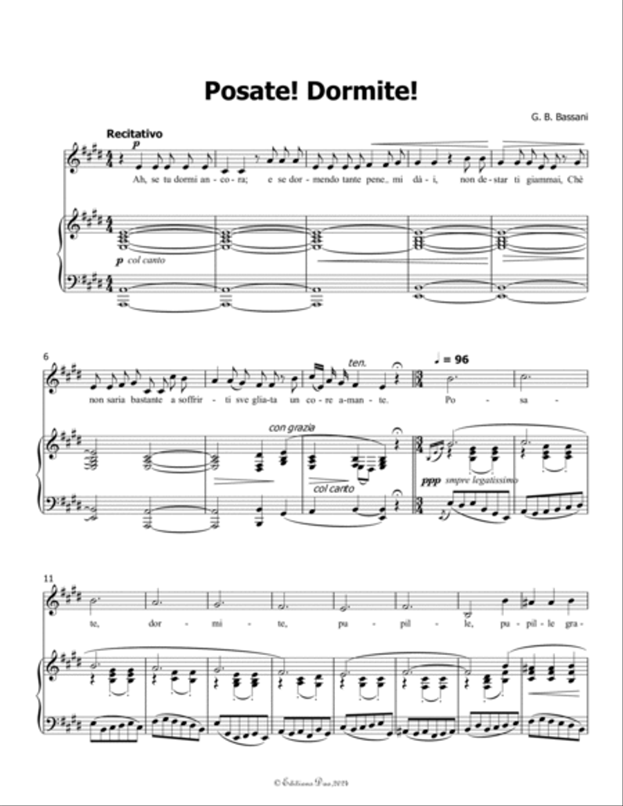 Posate! Dormite! by Bassani, in E Major Voice scores gallery preview page 3