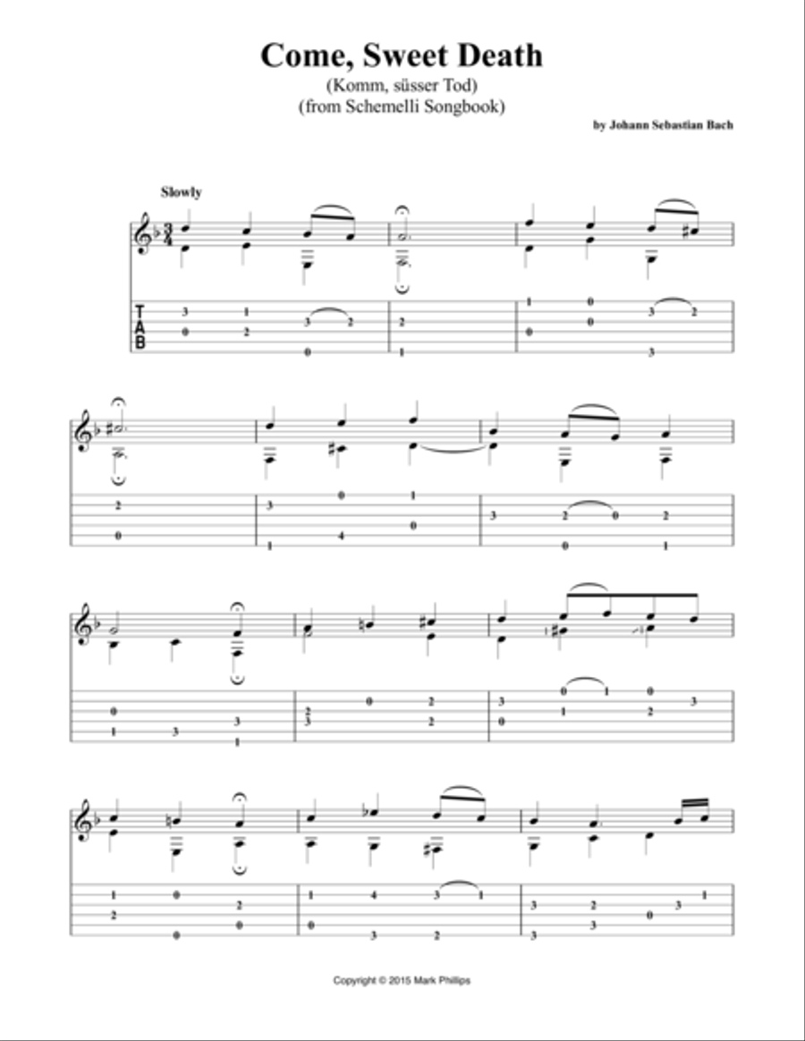 Come, Sweet Death (Komm, süsser Tod) Classical Guitar scores gallery preview page 1