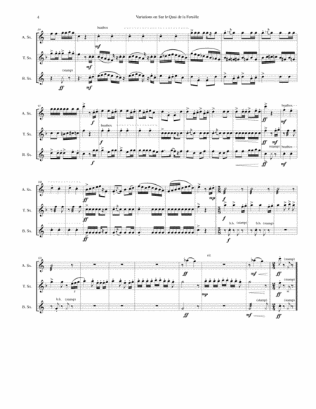 Variations on Sur le quai de la Ferraille for alto, tenor and baritone saxophones image number null