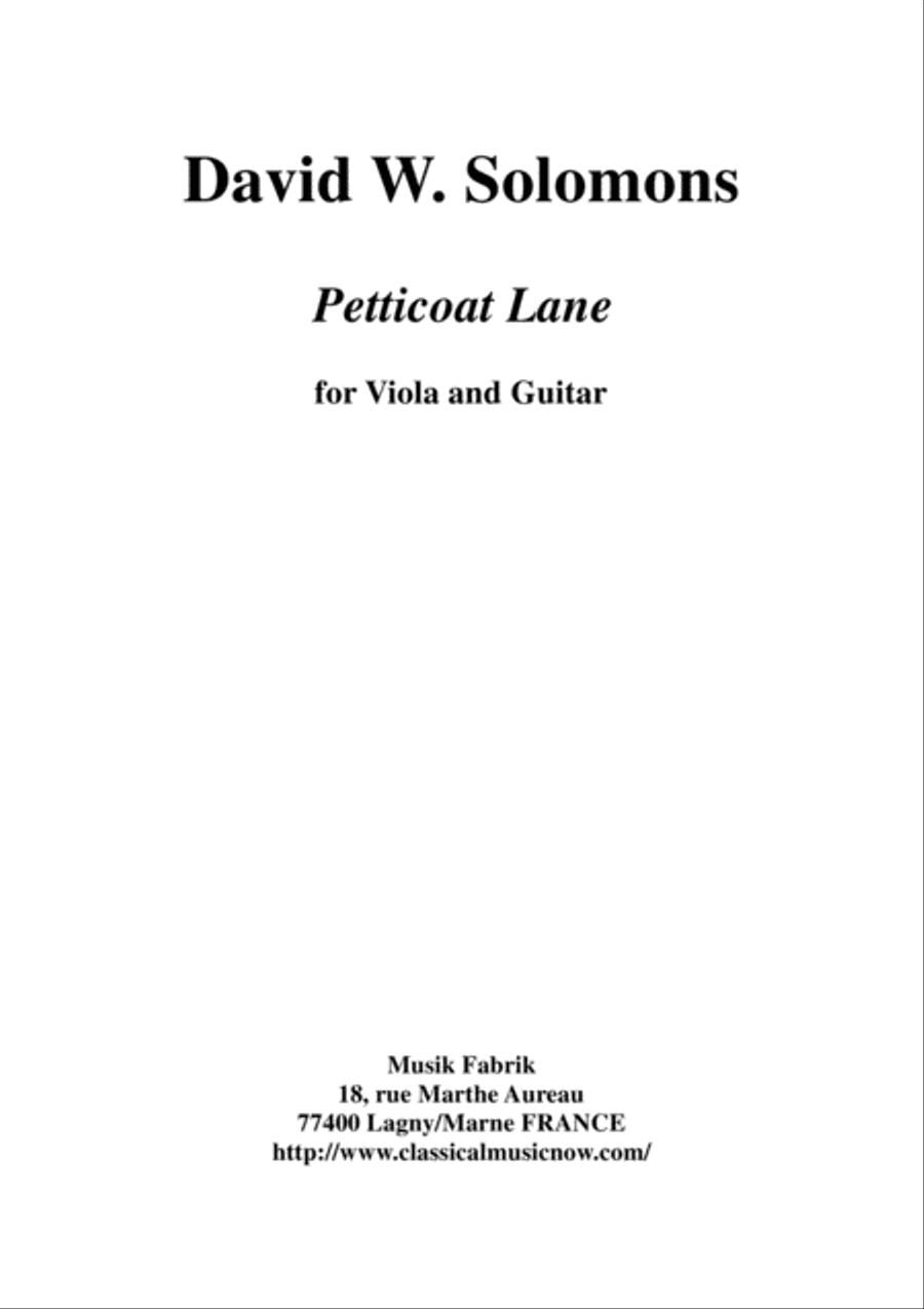 David Warin Solomons: Petticoat Lane for viola and guitar String Duet scores gallery preview page 1