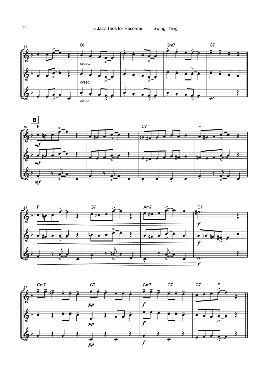 5 Jazz Trios for Recorder Soprano Recorder scores gallery preview page 3
