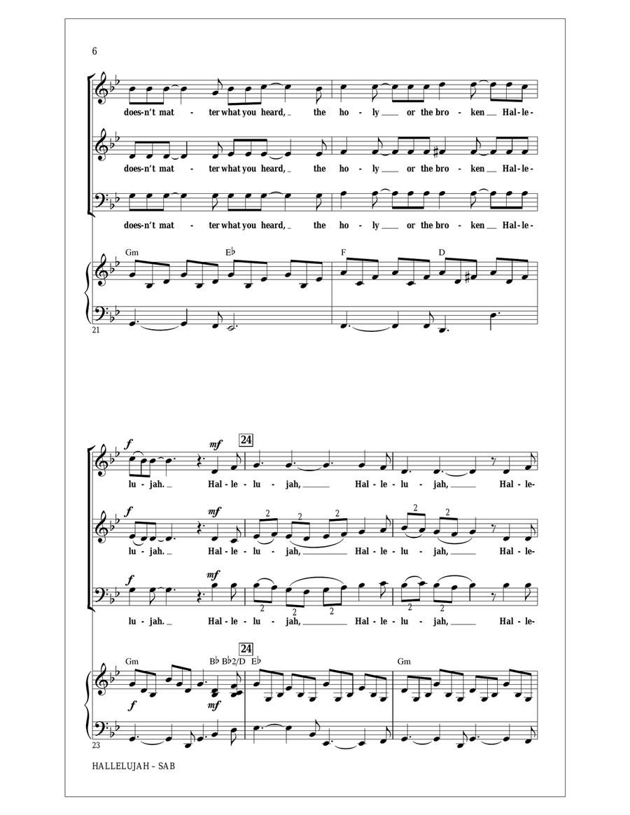 Hallelujah (arr. Roger Emerson) 3-Part scores gallery preview page 5