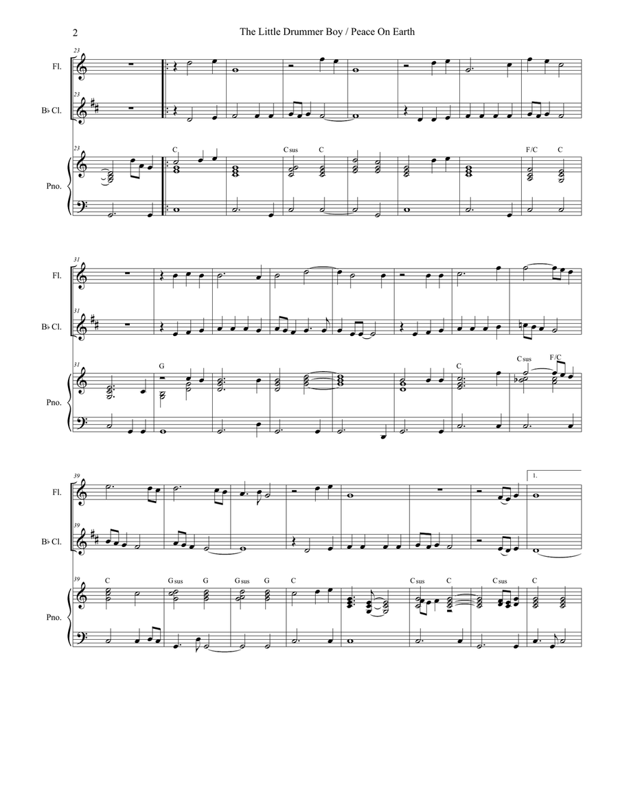 Peace On Earth Woodwind Duet scores gallery preview page 2