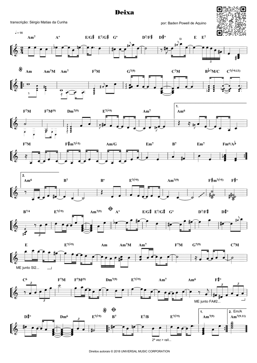 Deixa Piano Solo scores gallery preview page 1