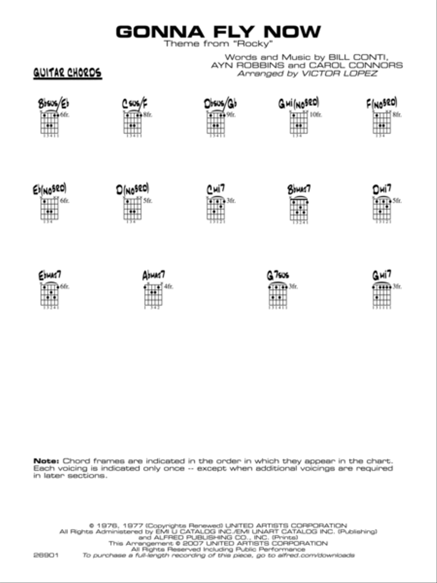 Gonna Fly Now: Guitar Chords Jazz Ensemble scores gallery preview page 1