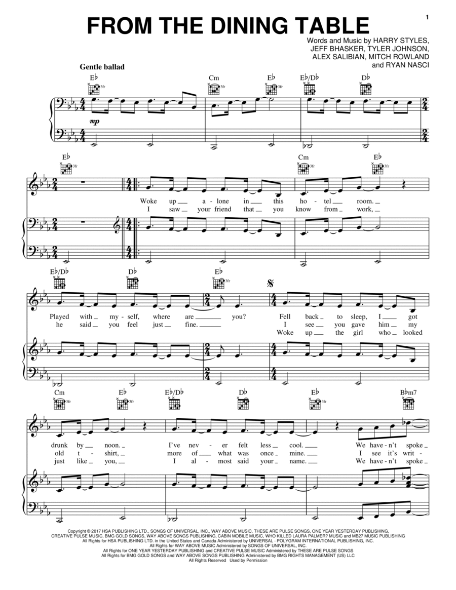 From The Dining Table Piano, Vocal, Guitar scores gallery preview page 1
