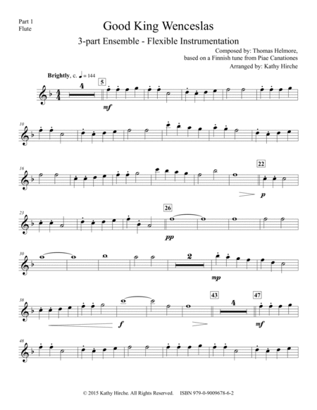 Good King Wenceslas - 3-part Woodwind &/or Brass Ensemble - Flexible Instrumentation image number null