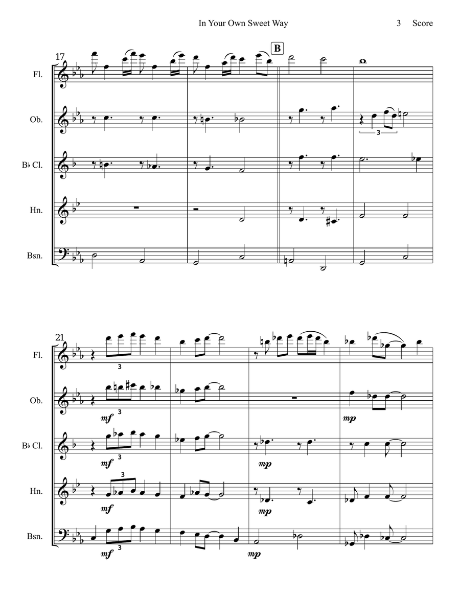 In Your Own Sweet Way Woodwind Quintet scores gallery preview page 4