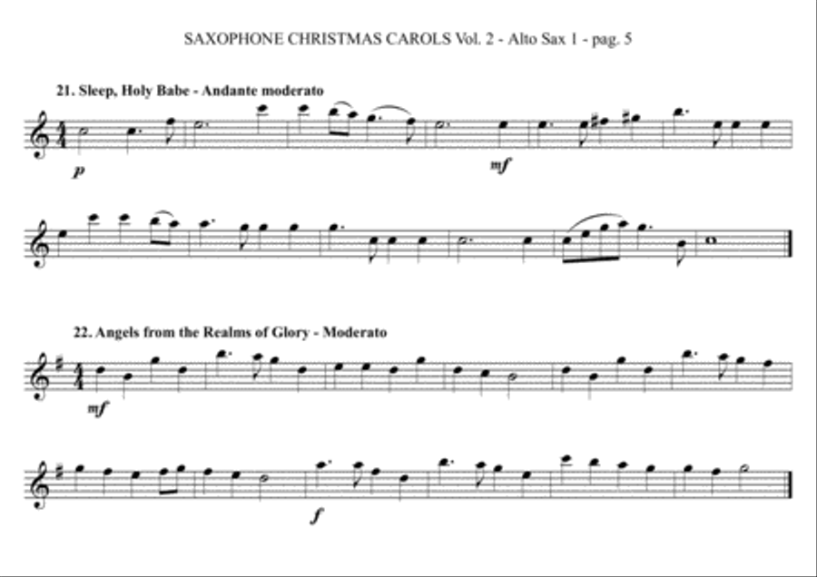 SAXOPHONE CHRISTMAS CAROLS vol. 2 - 12 more English Carols for Sax Quartet (SATB or AATB) Saxophone Quartet scores gallery preview page 5