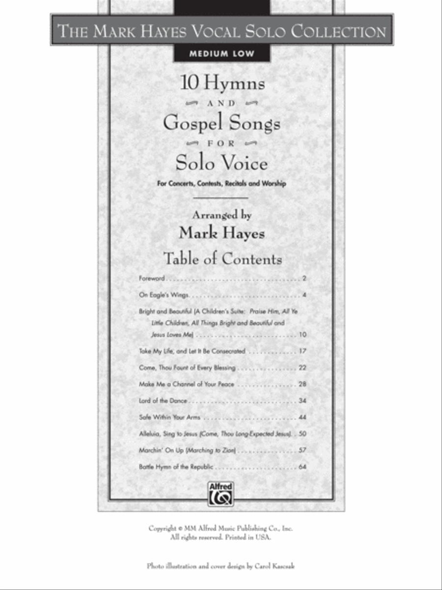 The Mark Hayes Vocal Solo Collection -- 10 Hymns and Gospel Songs for Solo Voice