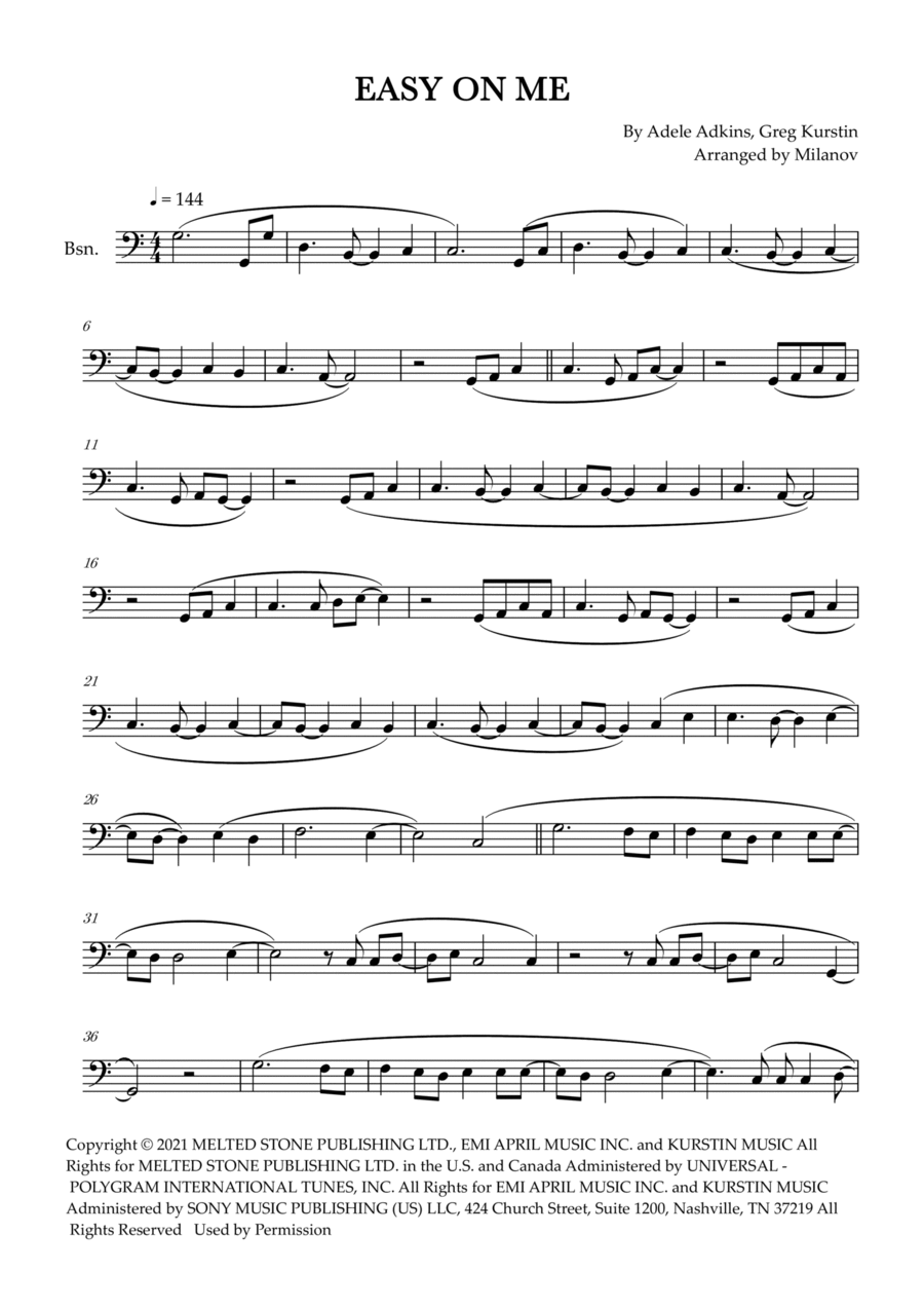 Easy On Me Bassoon Solo scores gallery preview page 1