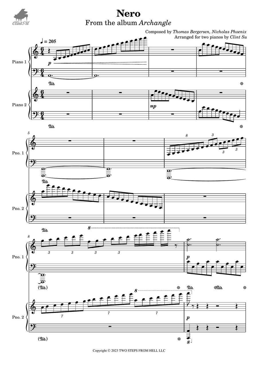 Nero - Trailer Piano Duet scores gallery preview page 1