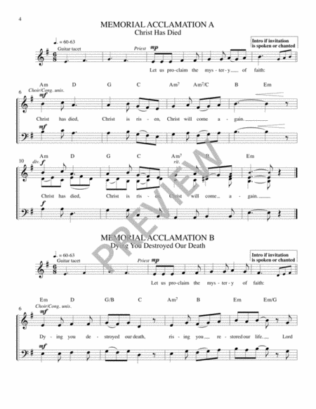 Eucharistic Acclamations from "Mass of the Angels and Saints" - Guitar edition