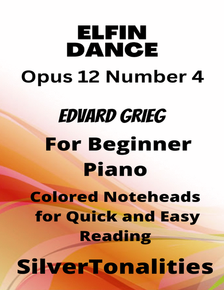 Elfin Dance Opus 12 Number 4 Beginner Piano Sheet Music with Colored Notation