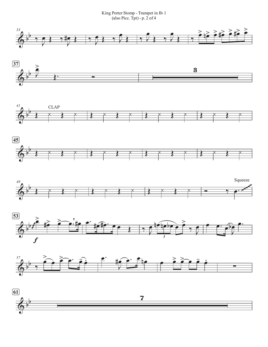 King Porter Stomp - Bb Trumpet 1 / Piccolo Tpt. Brass Quintet scores gallery preview page 2
