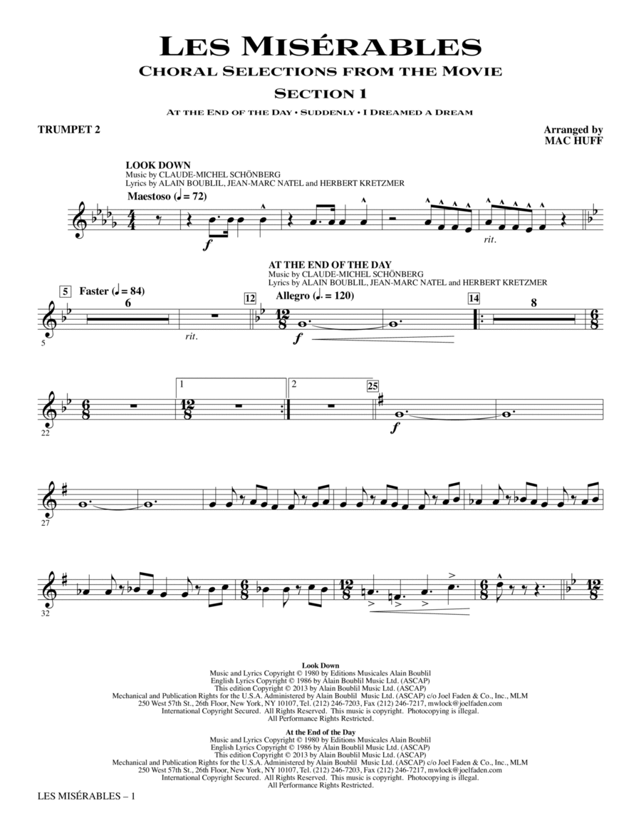 Les Miserables (Choral Selections From The Movie) - Trumpet 2 Choir scores gallery preview page 1