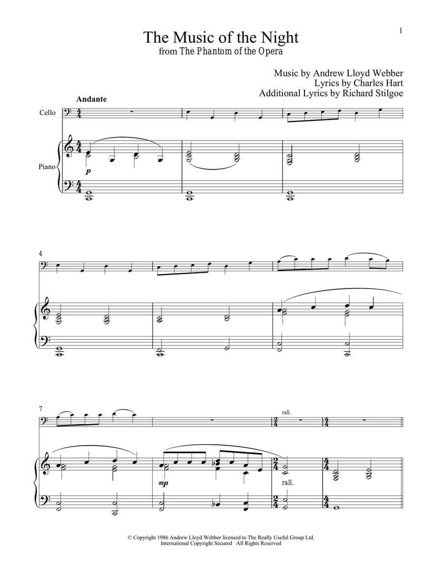 The Music of the Night (from The Phantom of the Opera) Piano scores gallery preview page 1
