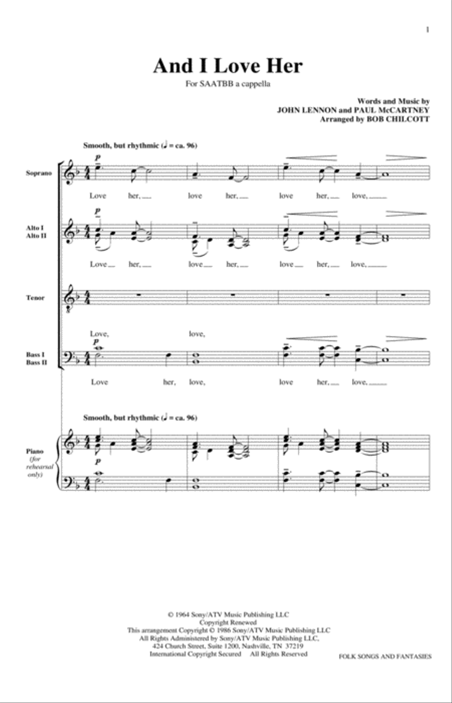 And I Love Her And I Love Her 4-Part scores gallery preview page 1