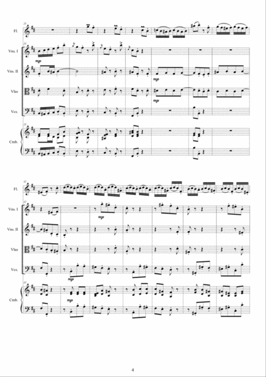 Bach - Non sa che sia dolore - Cantata BWV 209 for Flute, Soprano, Strings and Cembalo SA scores gallery preview page 4