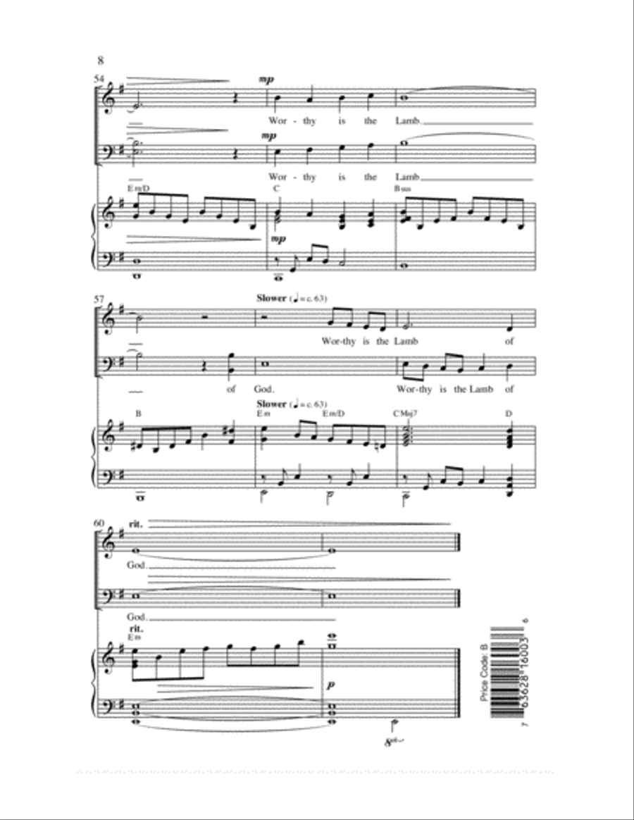 Worthy Is the Lamb of God (Revelation 5:12) 4-Part scores gallery preview page 9