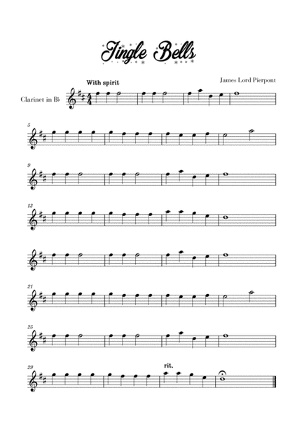 Jingle Bells - Easy/Beginner (for Clarinet) image number null
