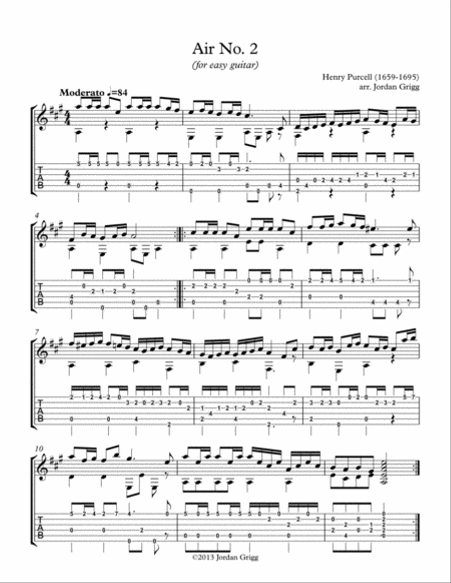 Air No.2 (for easy guitar) Classical Guitar scores gallery preview page 1