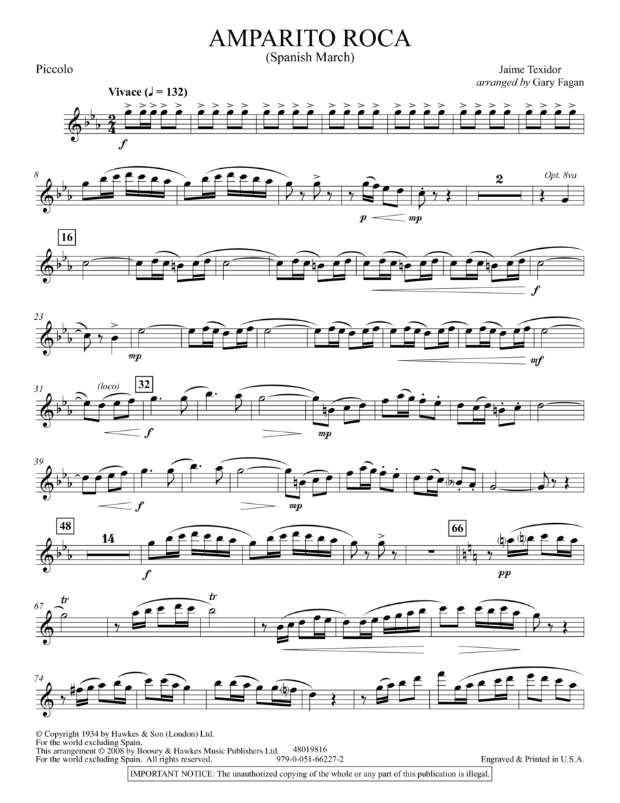 Amparito Roca - Piccolo Concert Band scores gallery preview page 1