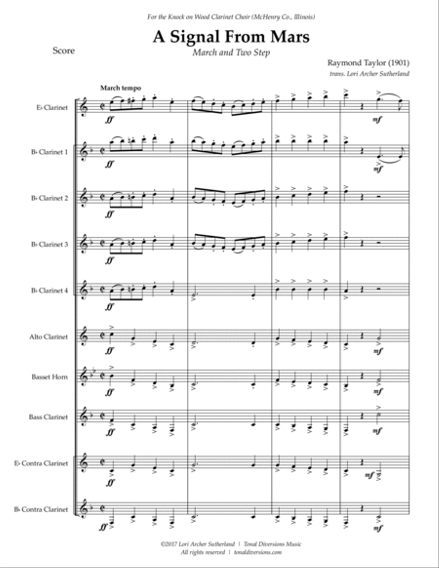 A Signal From Mars: March and Two-Step Clarinet Choir scores gallery preview page 2