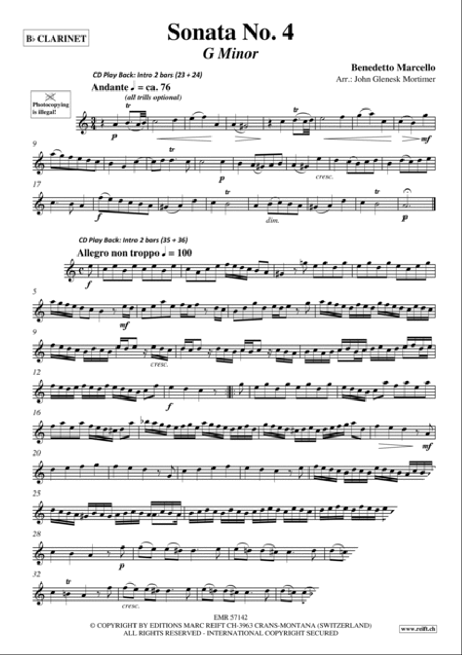 Sonata No. 4 Clarinet Solo scores gallery preview page 3