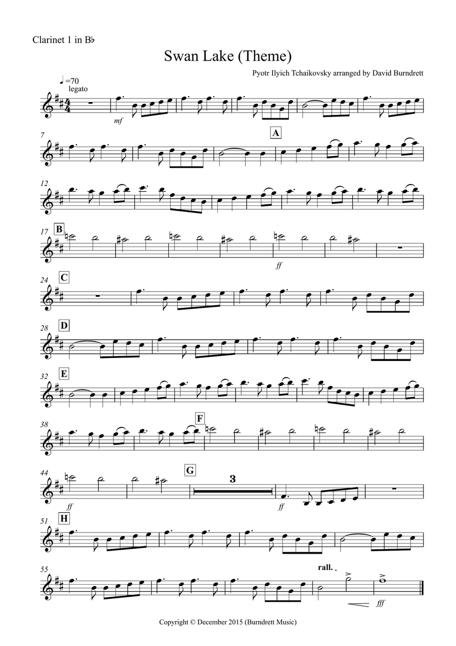 Swan Lake Theme for Clarinet Quartet Clarinet Quartet scores gallery preview page 3