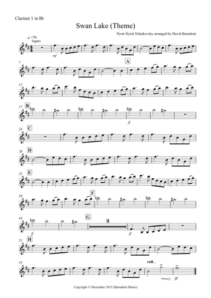 Swan Lake Theme for Clarinet Quartet image number null