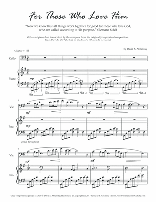 For Those Who Love Him (arr. for cello and piano)