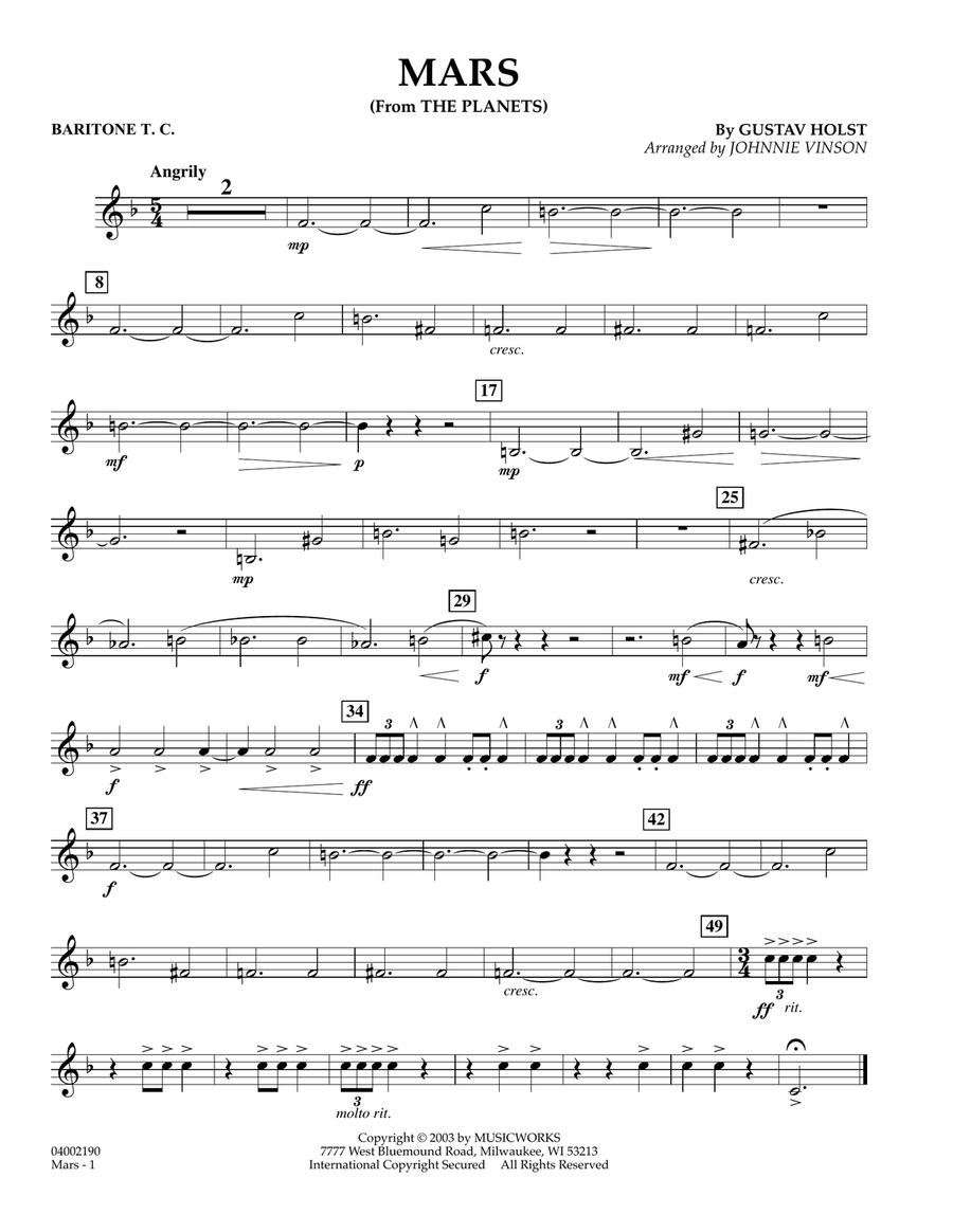 Mars (from The Planets) - Baritone T.C.
