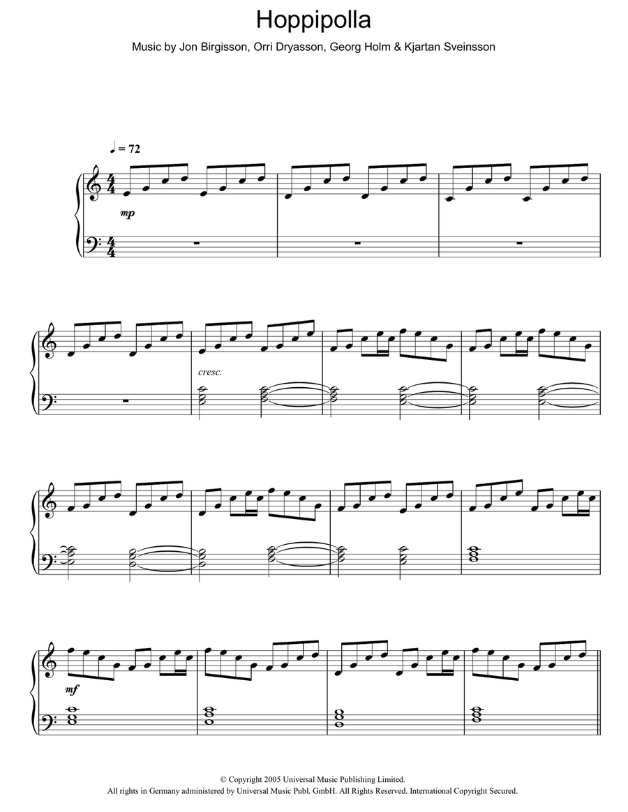 Hoppipolla Easy Piano scores gallery preview page 1