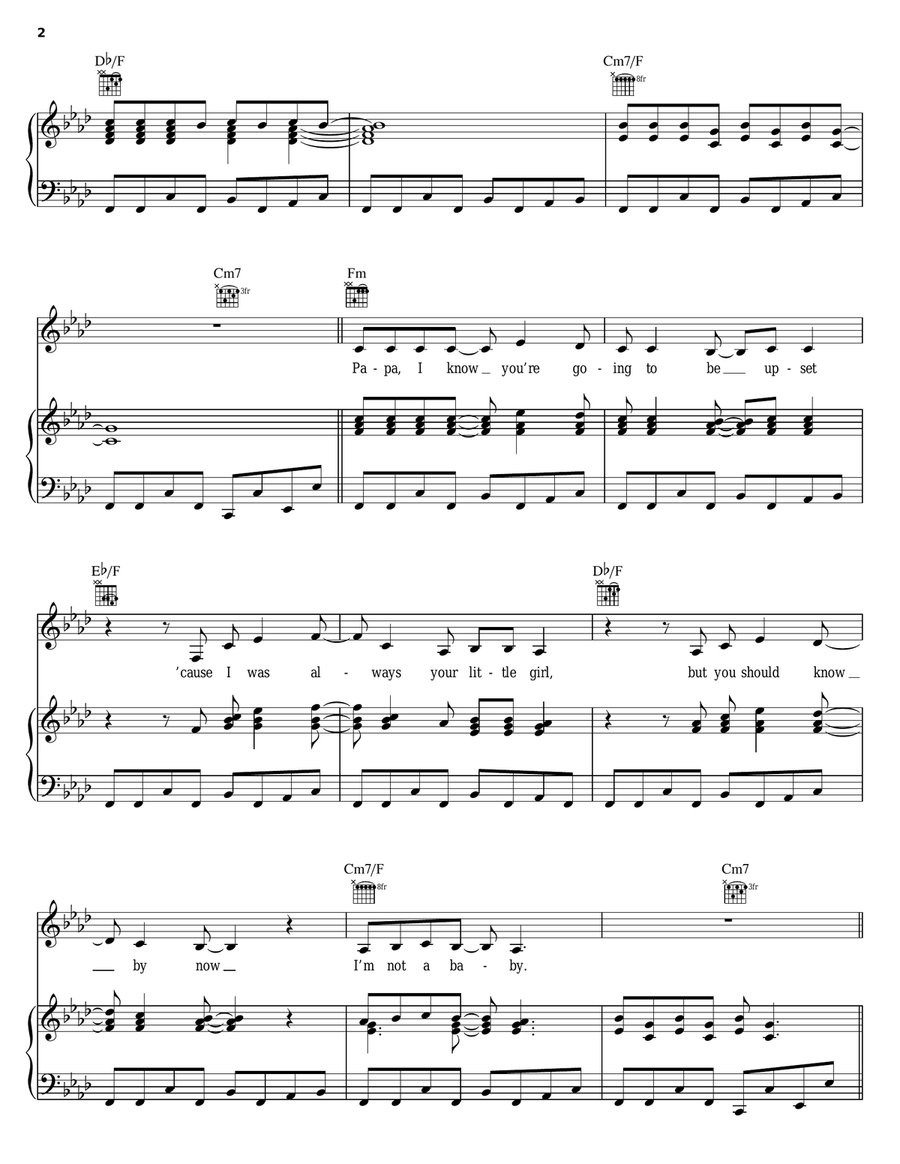 Papa Don't Preach Piano, Vocal, Guitar scores gallery preview page 2
