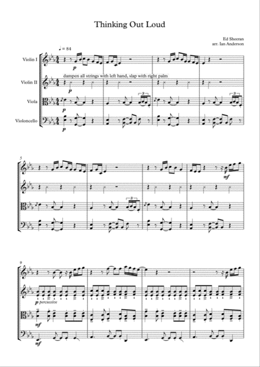 Thinking Out Loud String Quartet scores gallery preview page 1