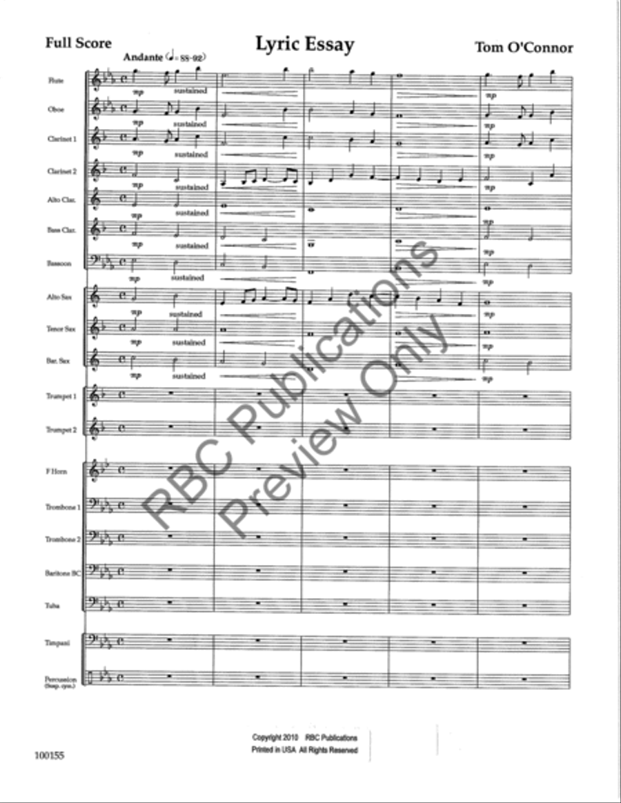 Lyric Essay Concert Band scores gallery preview page 4