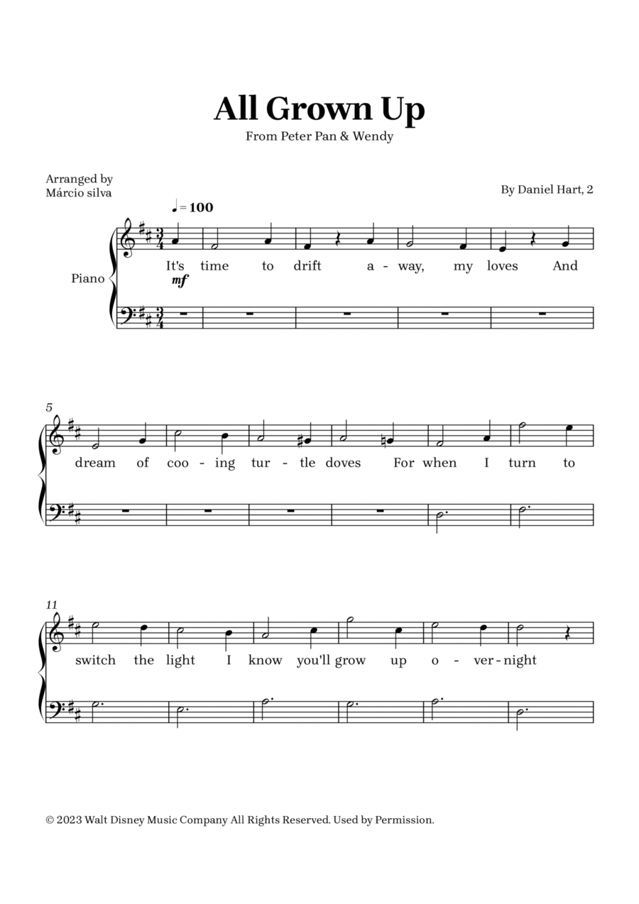 All Grown Up Easy Piano scores gallery preview page 1