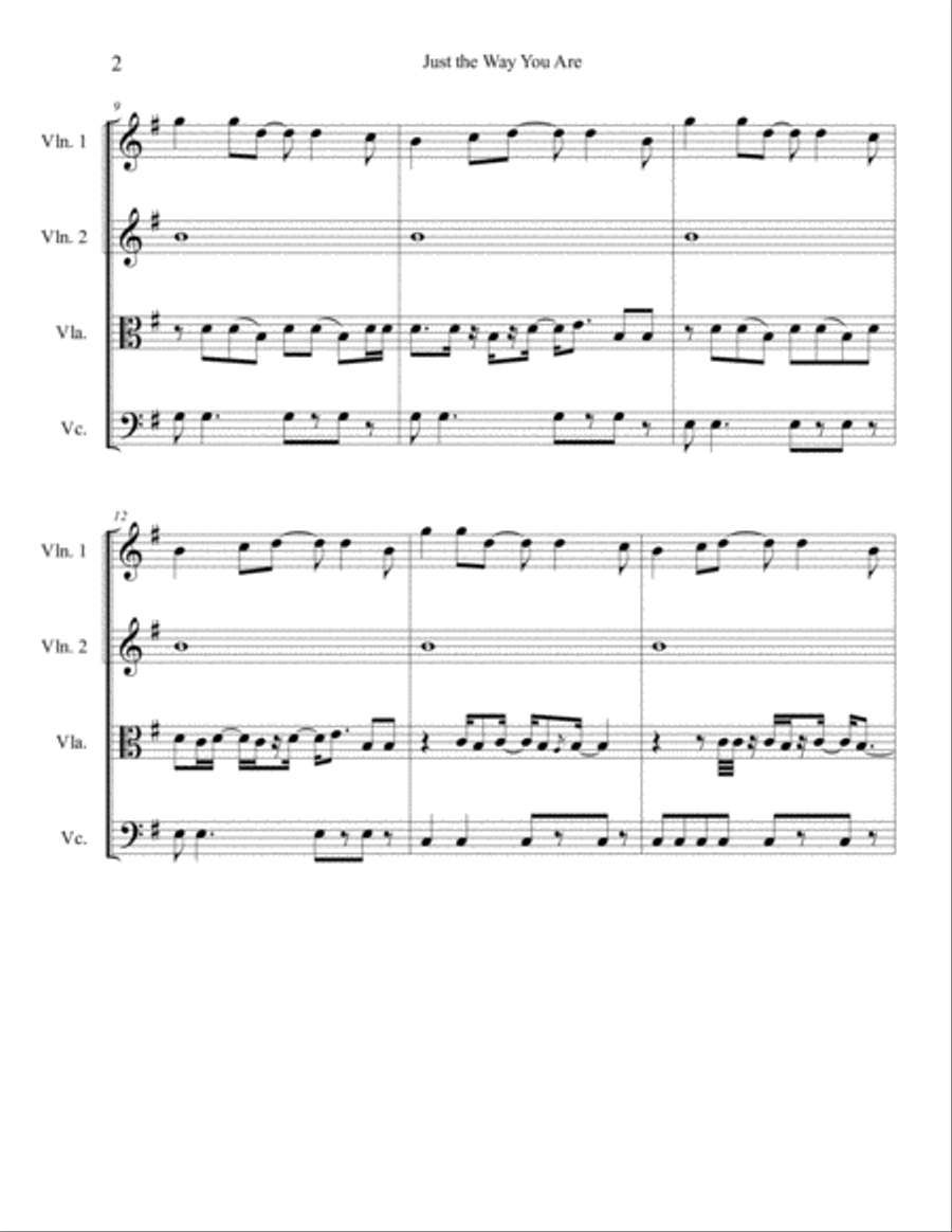 Just The Way You Are String Quartet scores gallery preview page 2